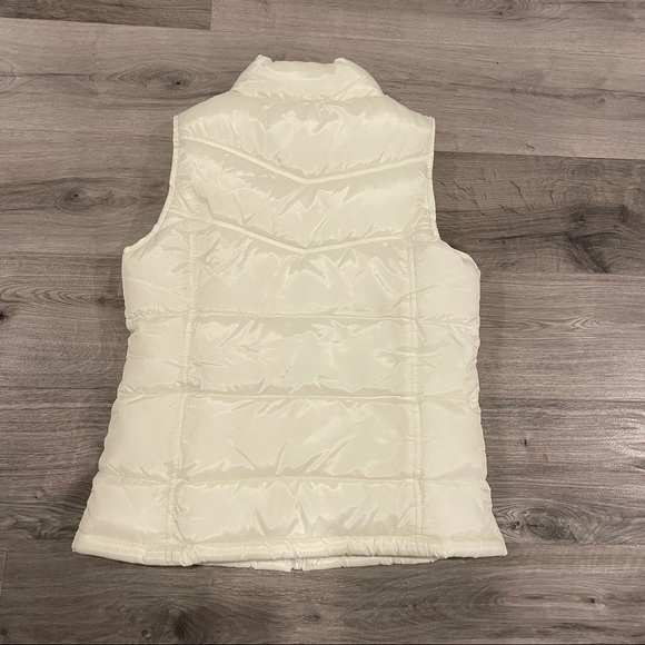 EUC OLD NAVY GIRLS WHITE PINK DEER LOGO PUFFY VEST XL - Picture 12 of 13